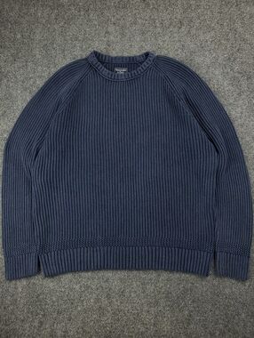 Vintage Y2K Abercrombie & Fitch Ribbed Knit Sweater Mens XL Navy Blue Crewneck